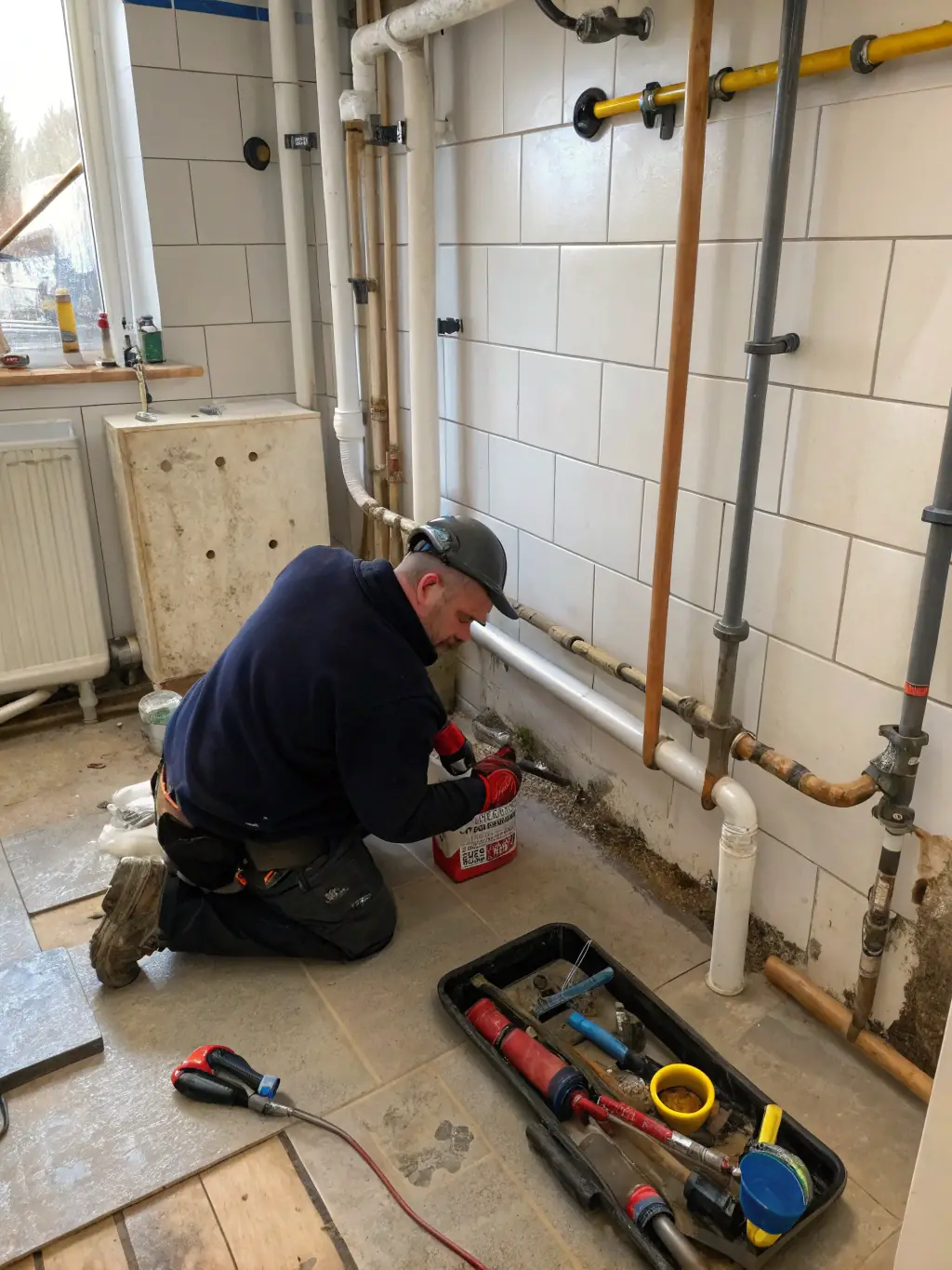 An image depicting the application of a waterproofing membrane in a bathroom, emphasizing the importance of protecting against water damage.